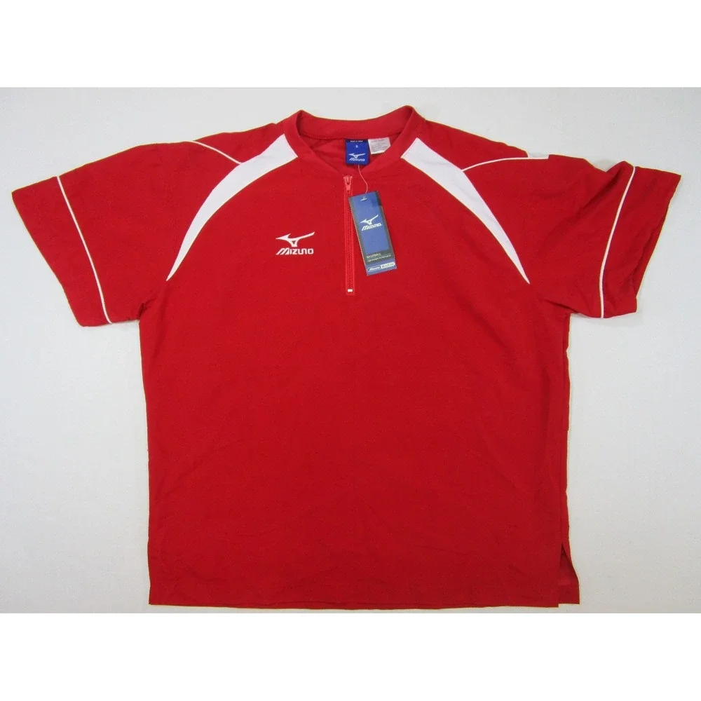 Mizuno Mens Windproof baseball SS Pullover NWT training Practice Size Small Red